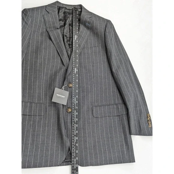Indochino Bespoke NWT Gray Pinstripe Blazer Sport Coat‎ Two Button 100% Wool 42R